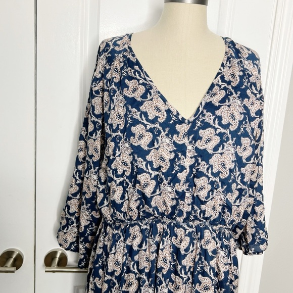 Roberta Roller Rabbit Navy Blue and White Maxi Dress Size S floral paisley print - Picture 4 of 12